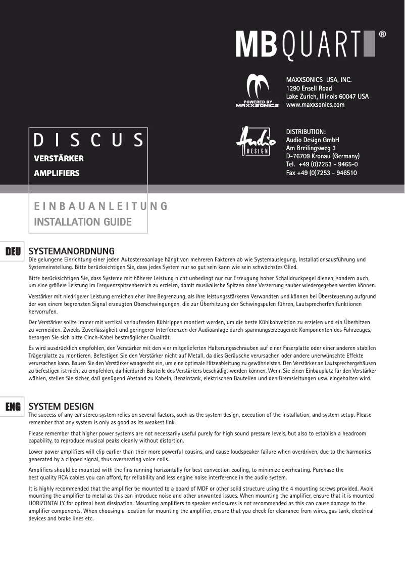 Página 1 del manual Manual de usuario MB Quart DSC480