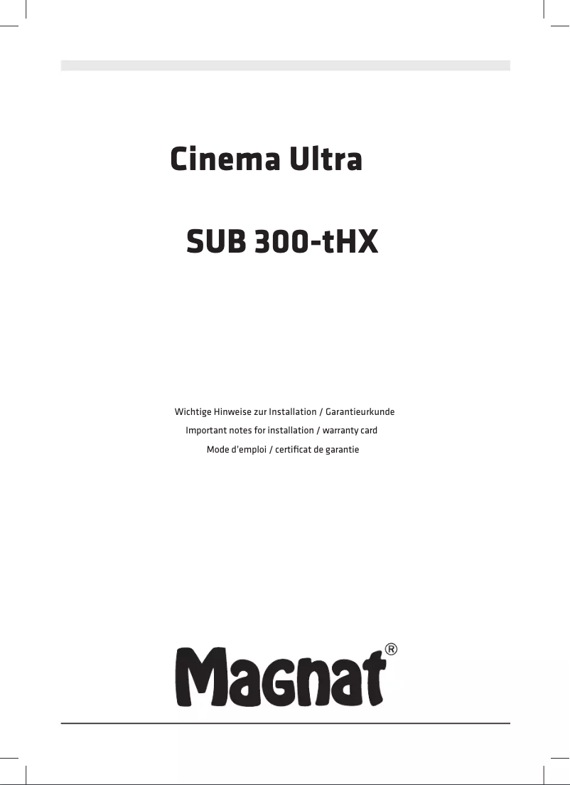 Image de la première page du manuel de l'appareil Cinema Ultra SUB 300-THX