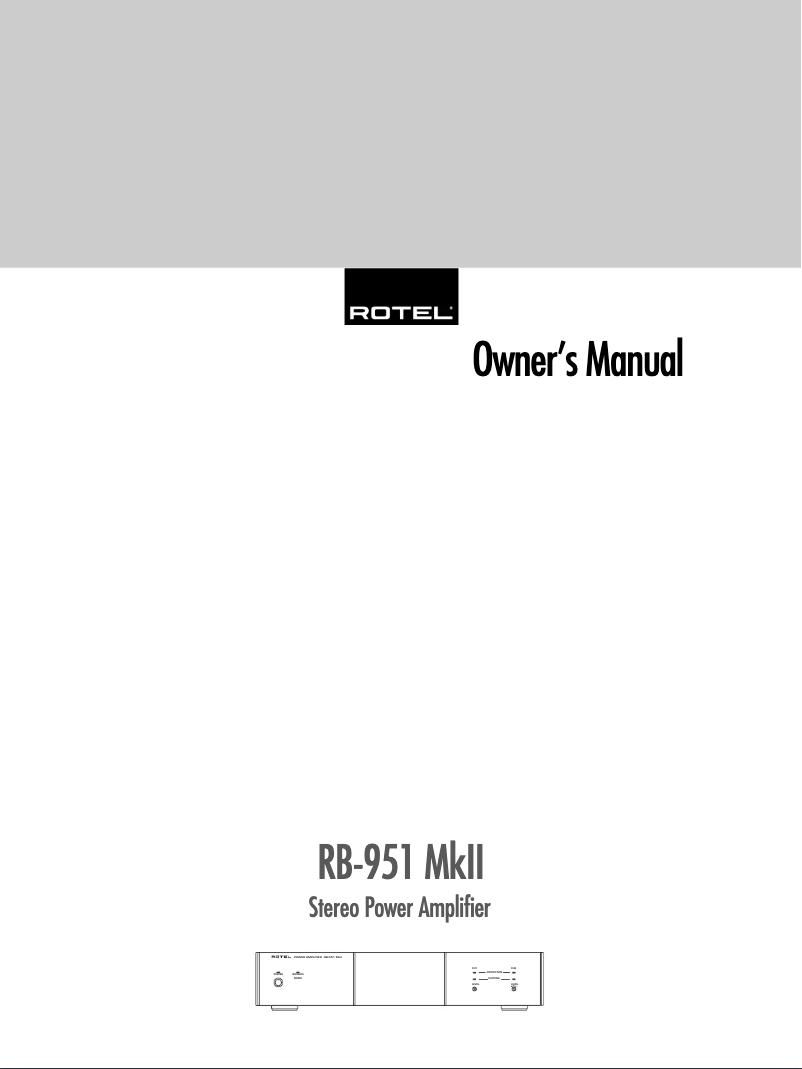 Page 1 de la notice Manuel utilisateur Rotel RB-951 MKII
