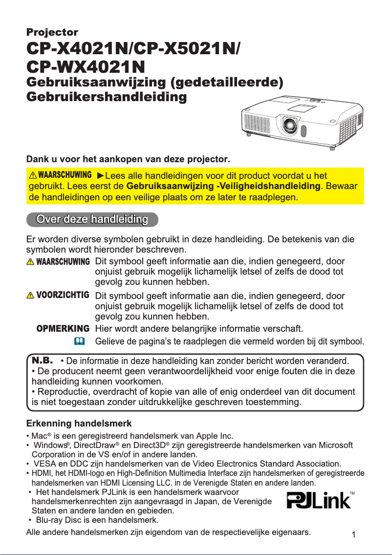 Page n°1 - Manuel utilisateur Hitachi CP-X5021NGF
