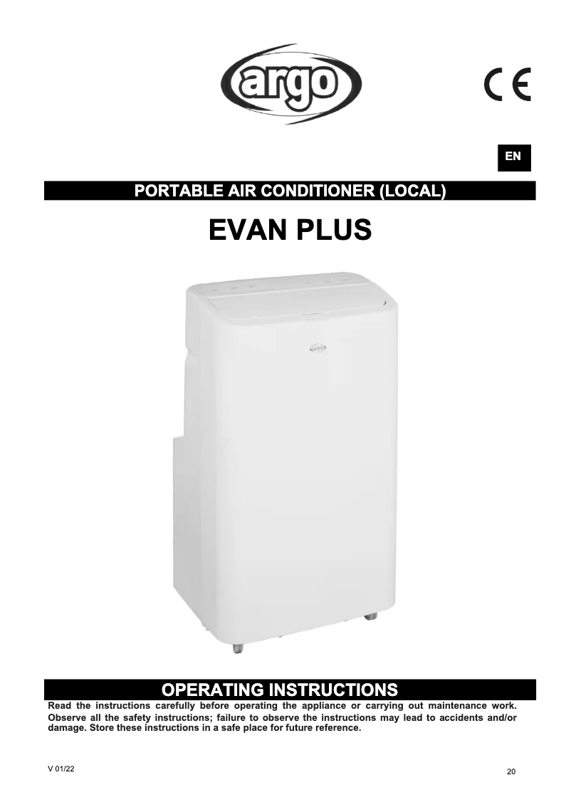 Image de la première page du manuel de l'appareil Evan Plus