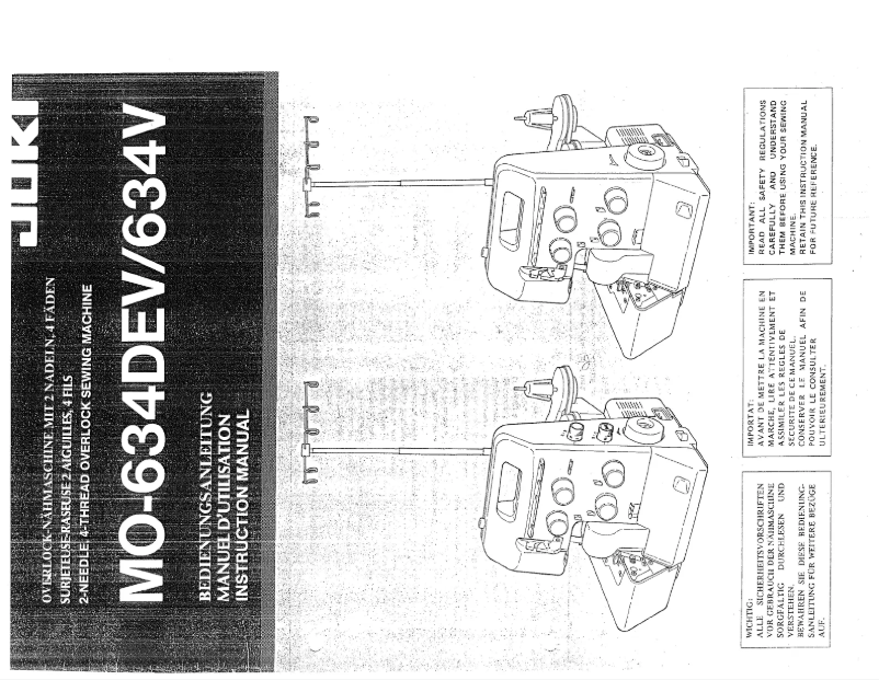 Page 1 de la notice Manuel utilisateur Juki MO-634V