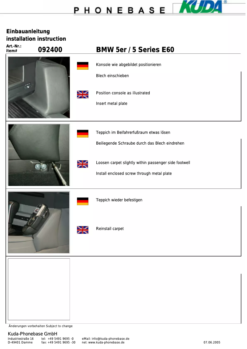 Page 1 de la notice Manuel utilisateur Kuda 092400