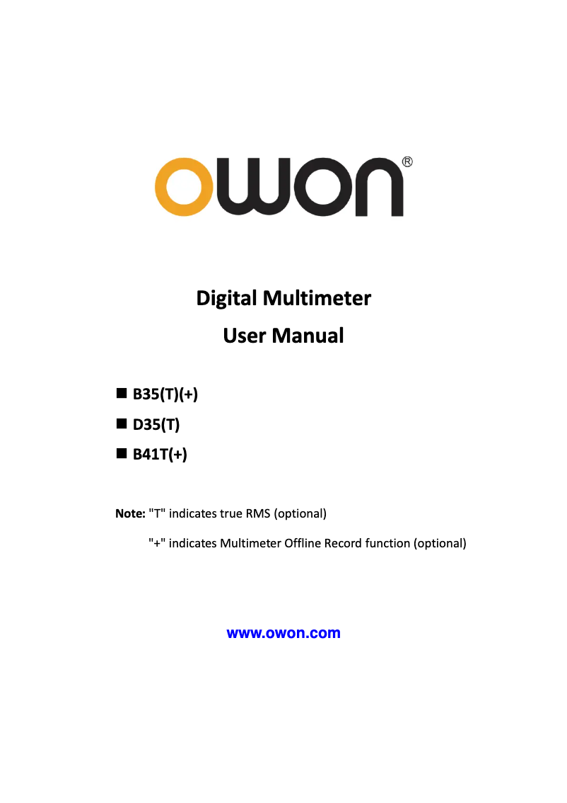 Page n°1 - Manuel utilisateur Owon B41T