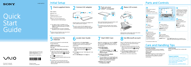Image de la première page du manuel de l'appareil Vaio Duo 11 SVD112190X
