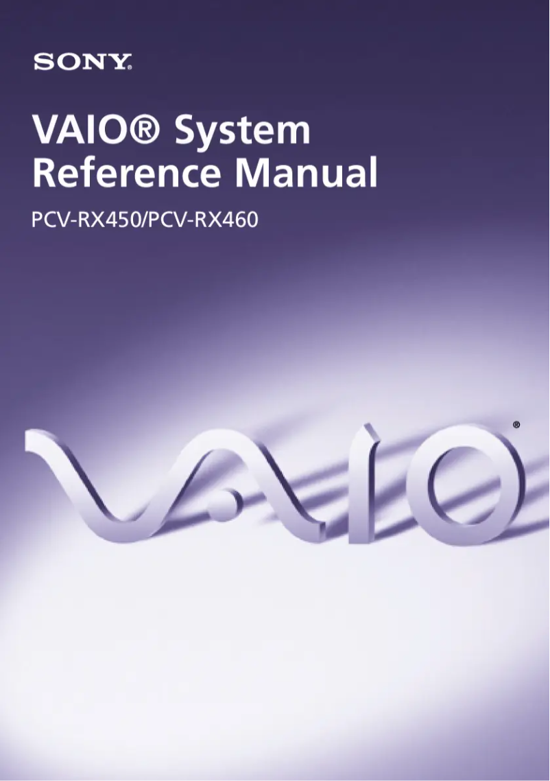 Image de la première page du manuel de l'appareil Vaio PCV-RX450