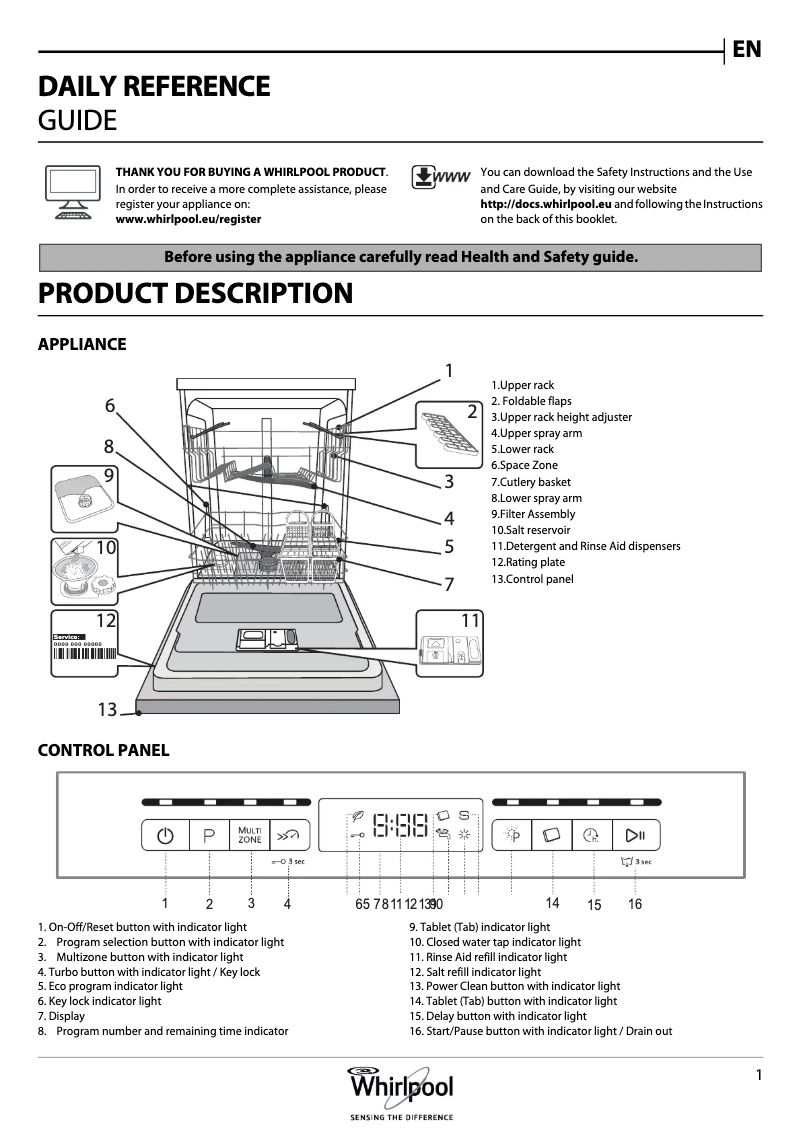 Page 1 de la notice Mode d'emploi Whirlpool WBO 3T332 P X