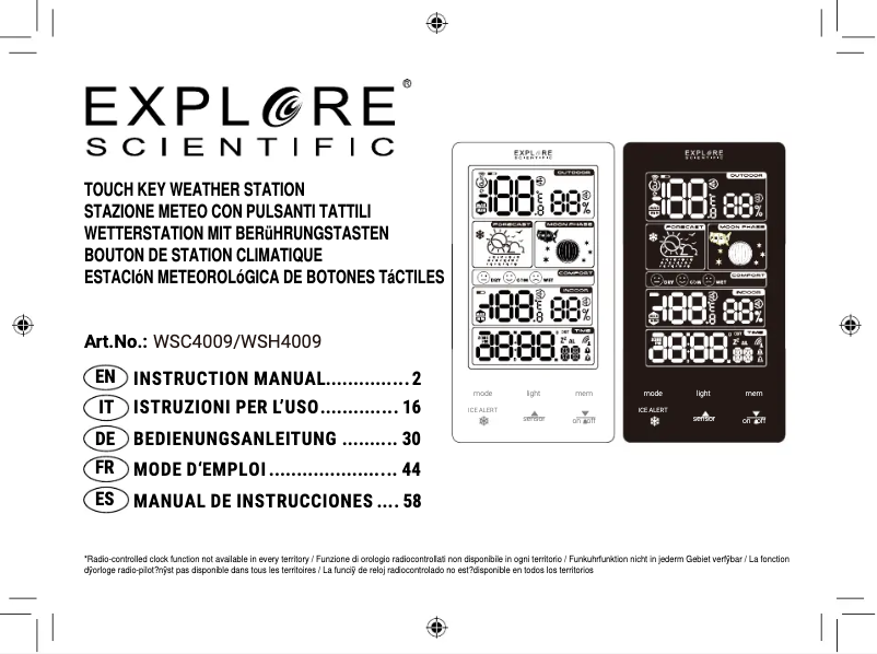 Page n°1 - Manuel utilisateur Explore Scientific WSC4009