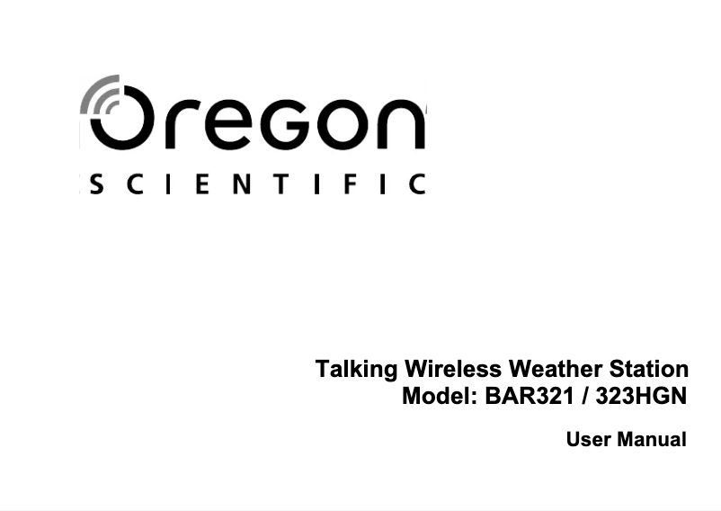 Page 1 de la notice Manuel utilisateur Oregon Scientific BAR 321