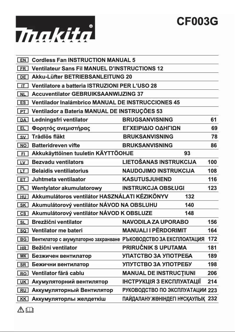 Page 1 de la notice Manuel utilisateur Makita CF002G