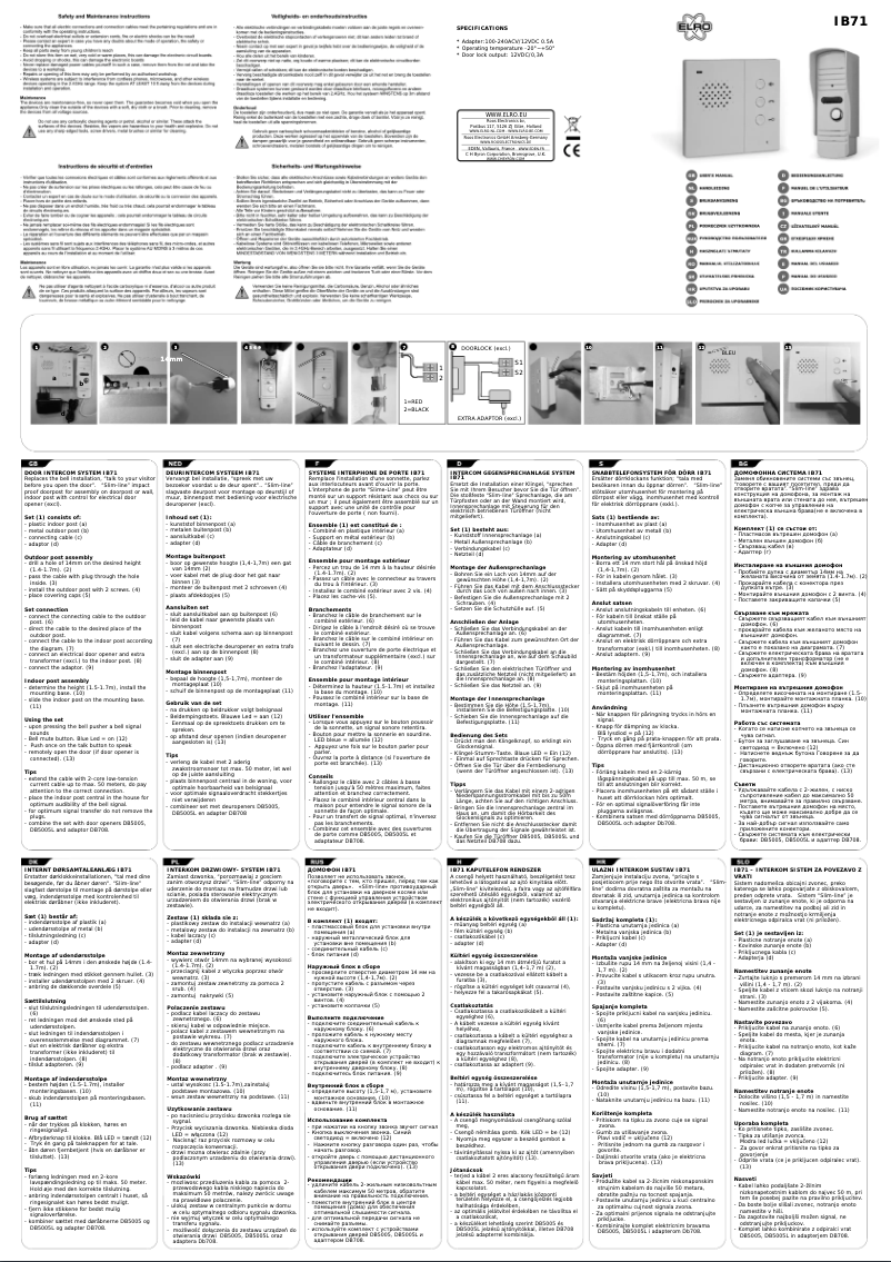 Page 1 de la notice Manuel utilisateur Elro IB71