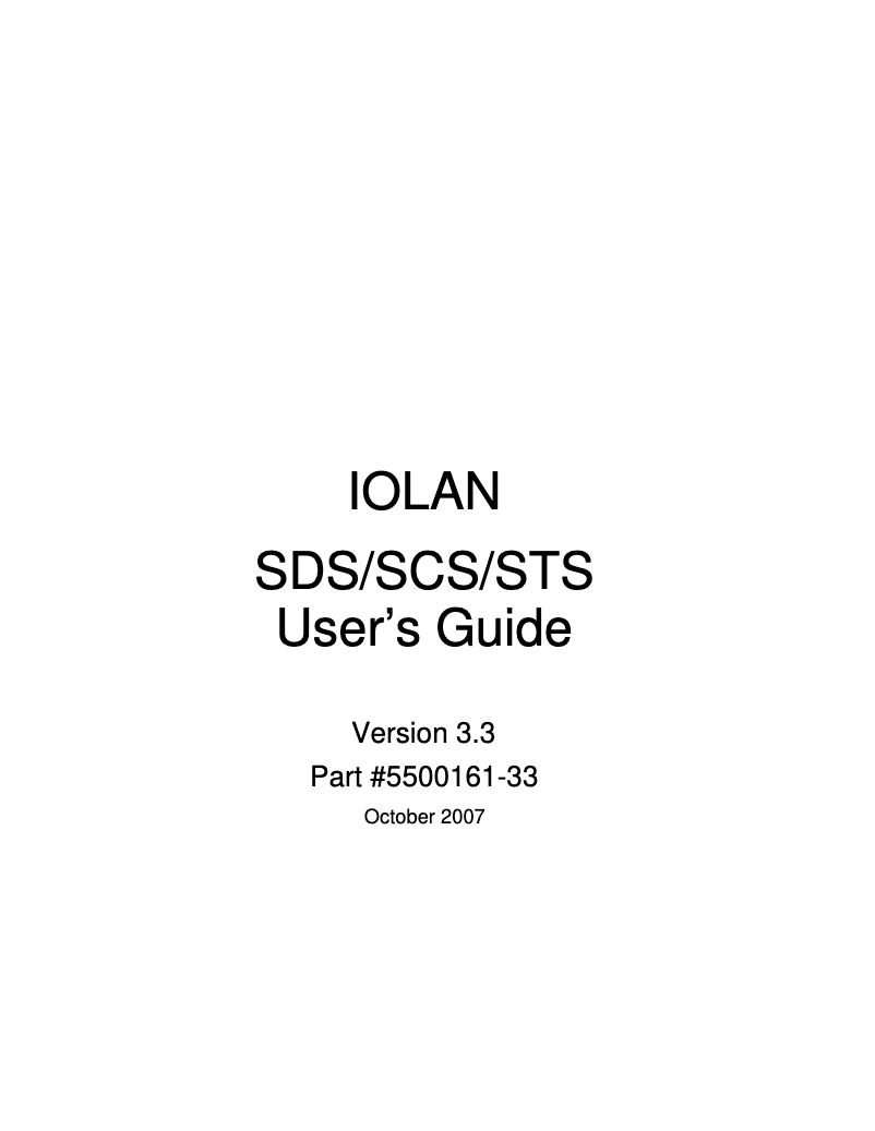 Page n°1 - Manuel utilisateur Perle IOLAN SCS16