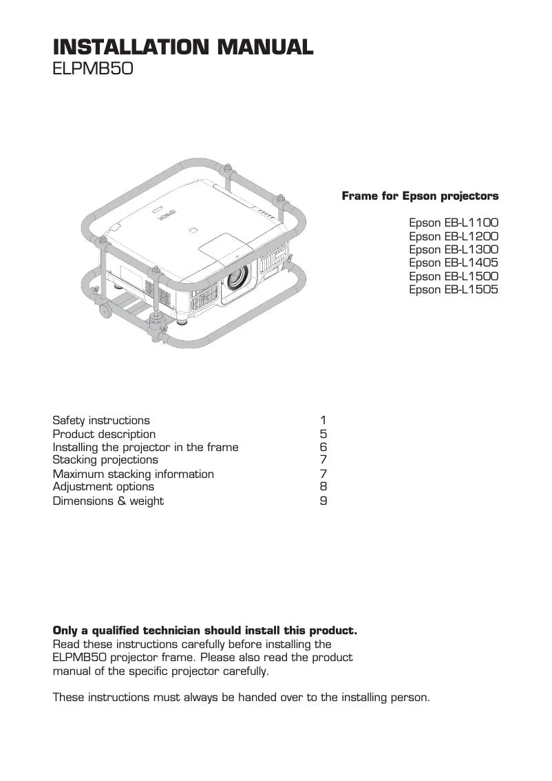 Page 1 de la notice Manuel utilisateur Epson ELPMB50