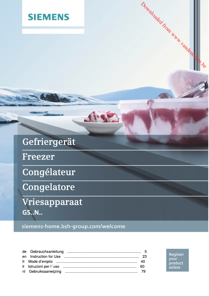 Page 1 de la notice Manuel utilisateur Siemens GS58NAWEP