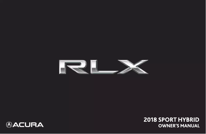 Page n°1 - Manuel utilisateur Acura RLX (2018)