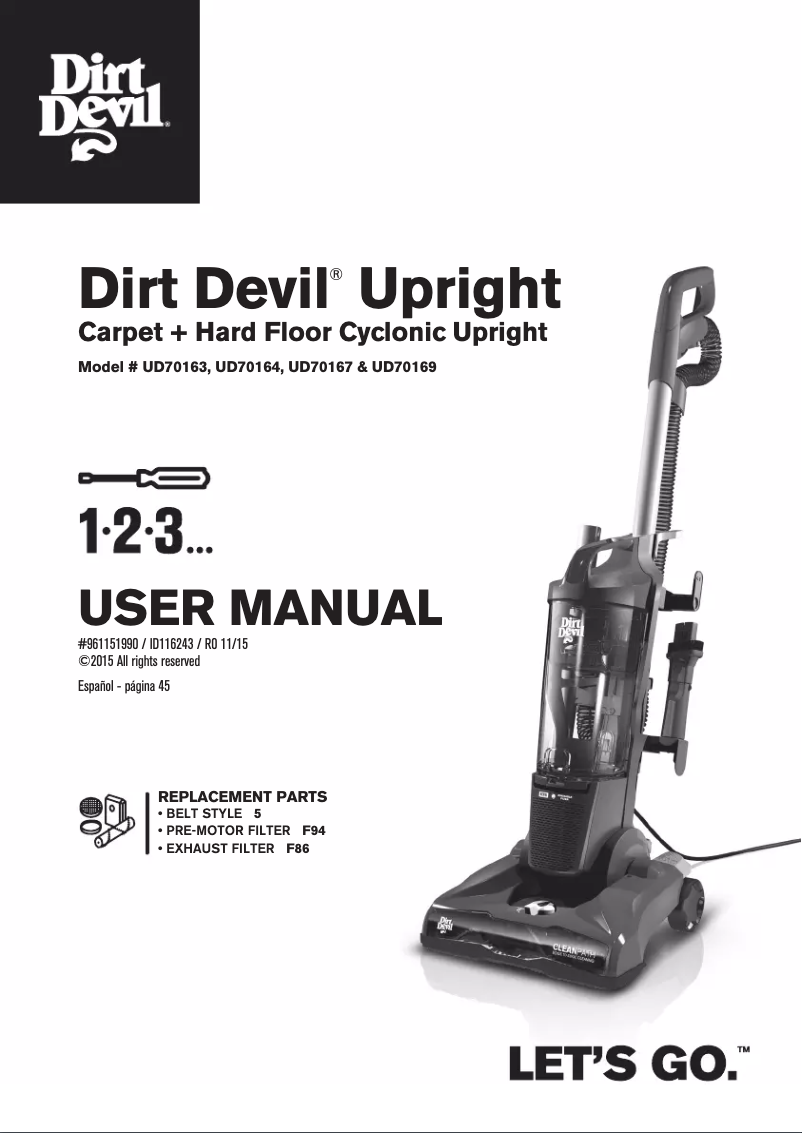 Page n°1 - Manuel utilisateur Dirt Devil Power Flex UD70169