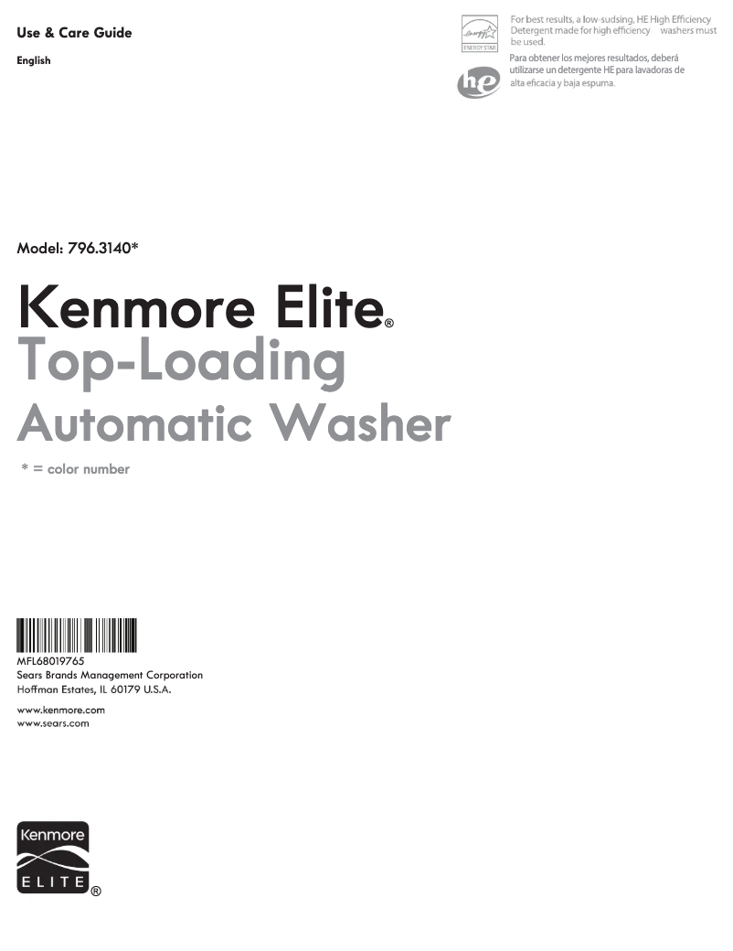 Page n°1 - Manuel utilisateur Kenmore 796.31403 Elite