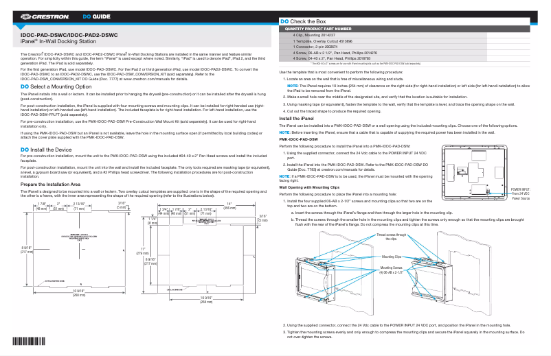 Page 1 de la notice Manuel utilisateur Crestron iPanel