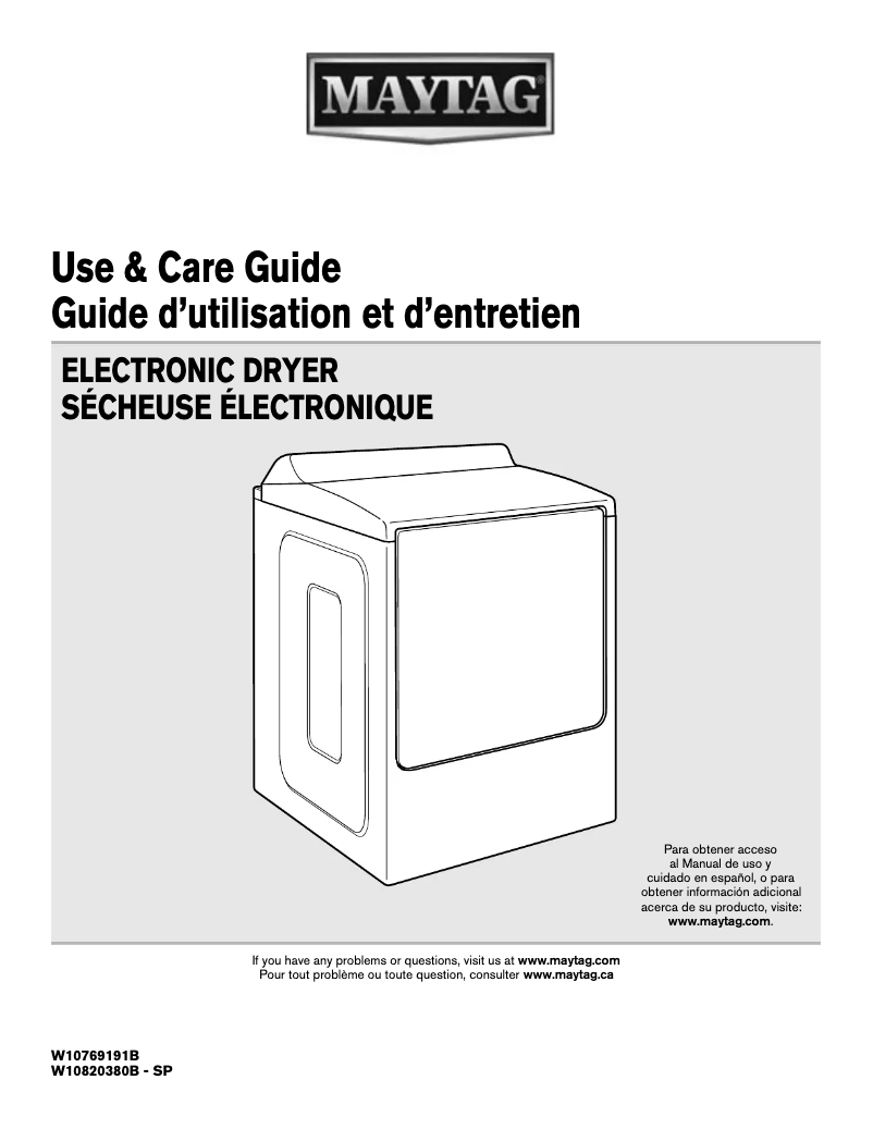 Page n°1 - Manuel d'utilisation et d'entretien Maytag MGDB955FC