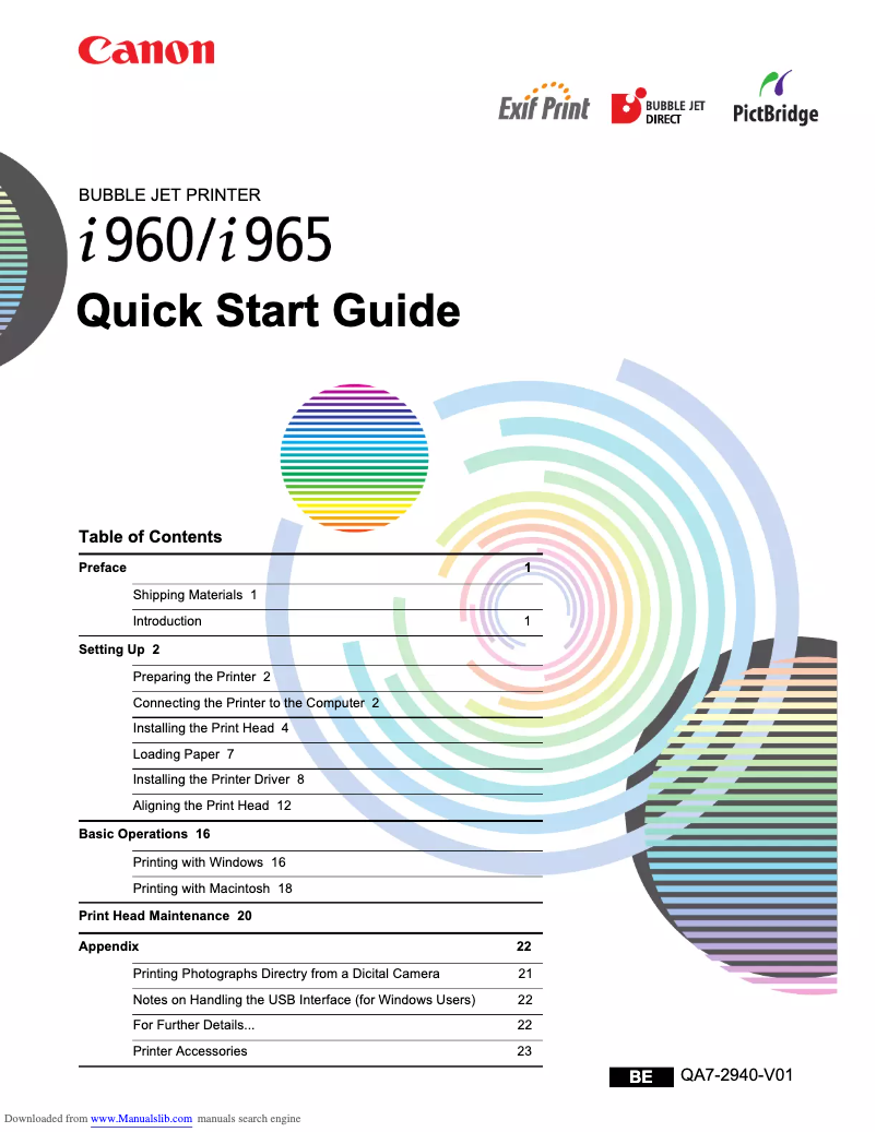 Page n°1 - Manuel utilisateur Canon Bubble Jet i965