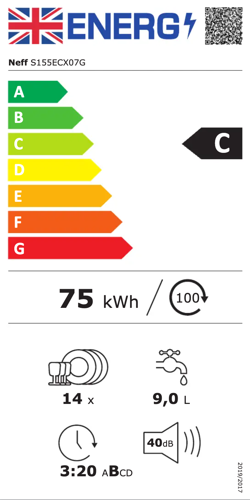 Página 1 del manual Etiqueta energética Neff S155ECX07G