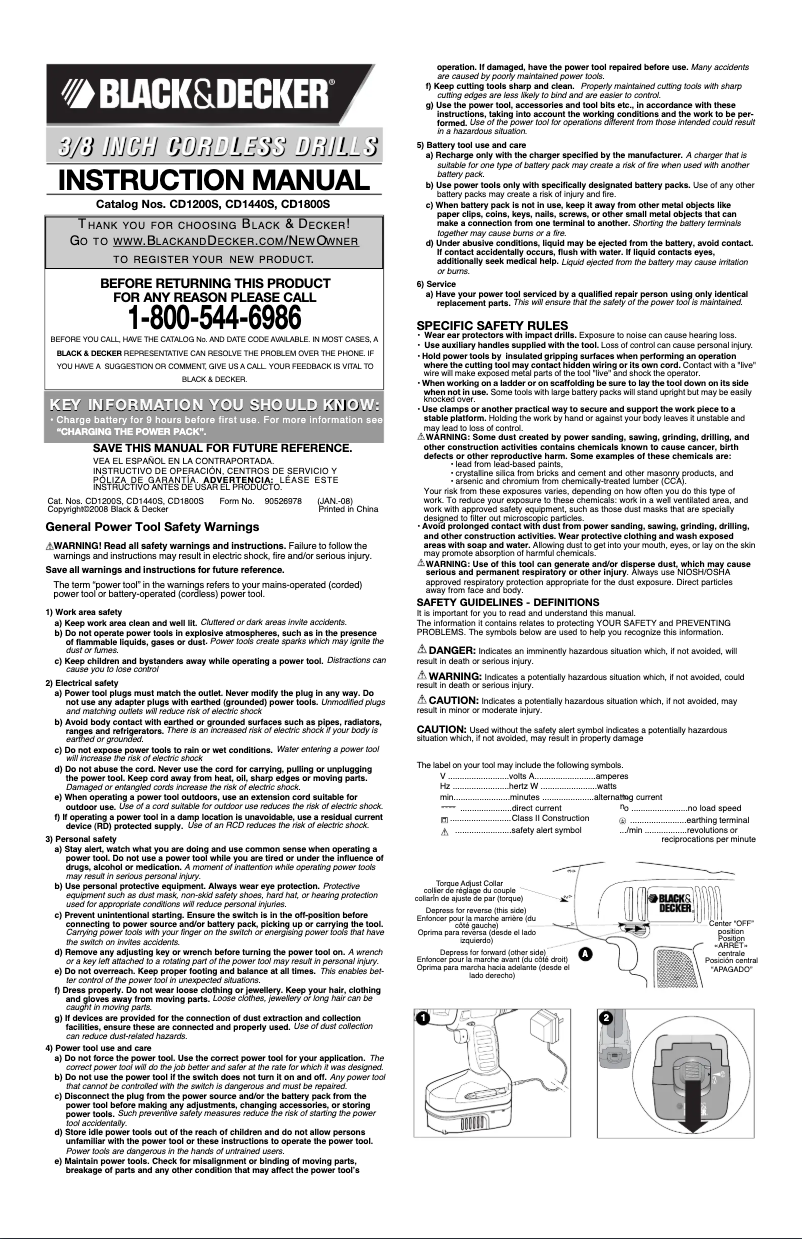 Page n°1 - Manuel utilisateur Black & Decker CD1440S