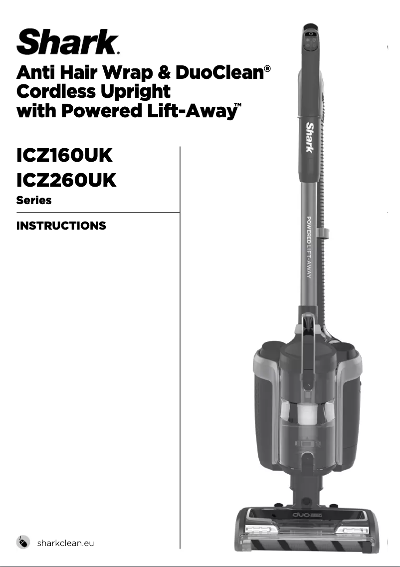 Page 1 de la notice Manuel utilisateur Shark Anti Hair Wrap & DuoClean ICZ160UKT