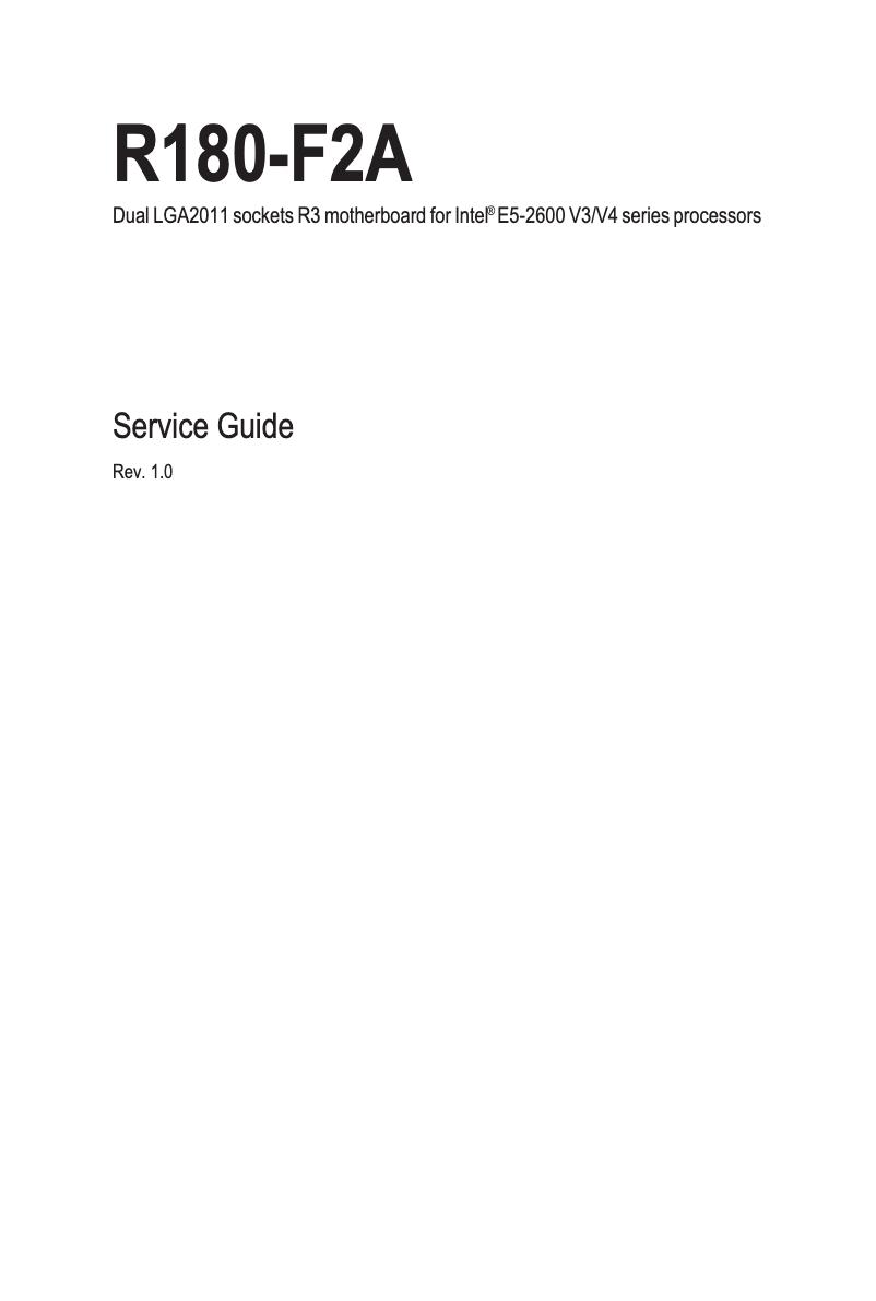 Page 1 de la notice Manuel utilisateur Gigabyte R180-F2A