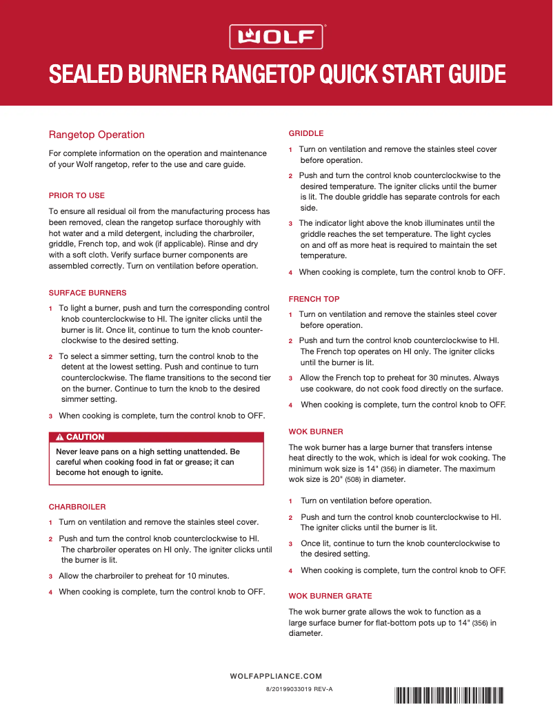 Page n°1 - Guide de démarrage rapide Wolf SRT364C