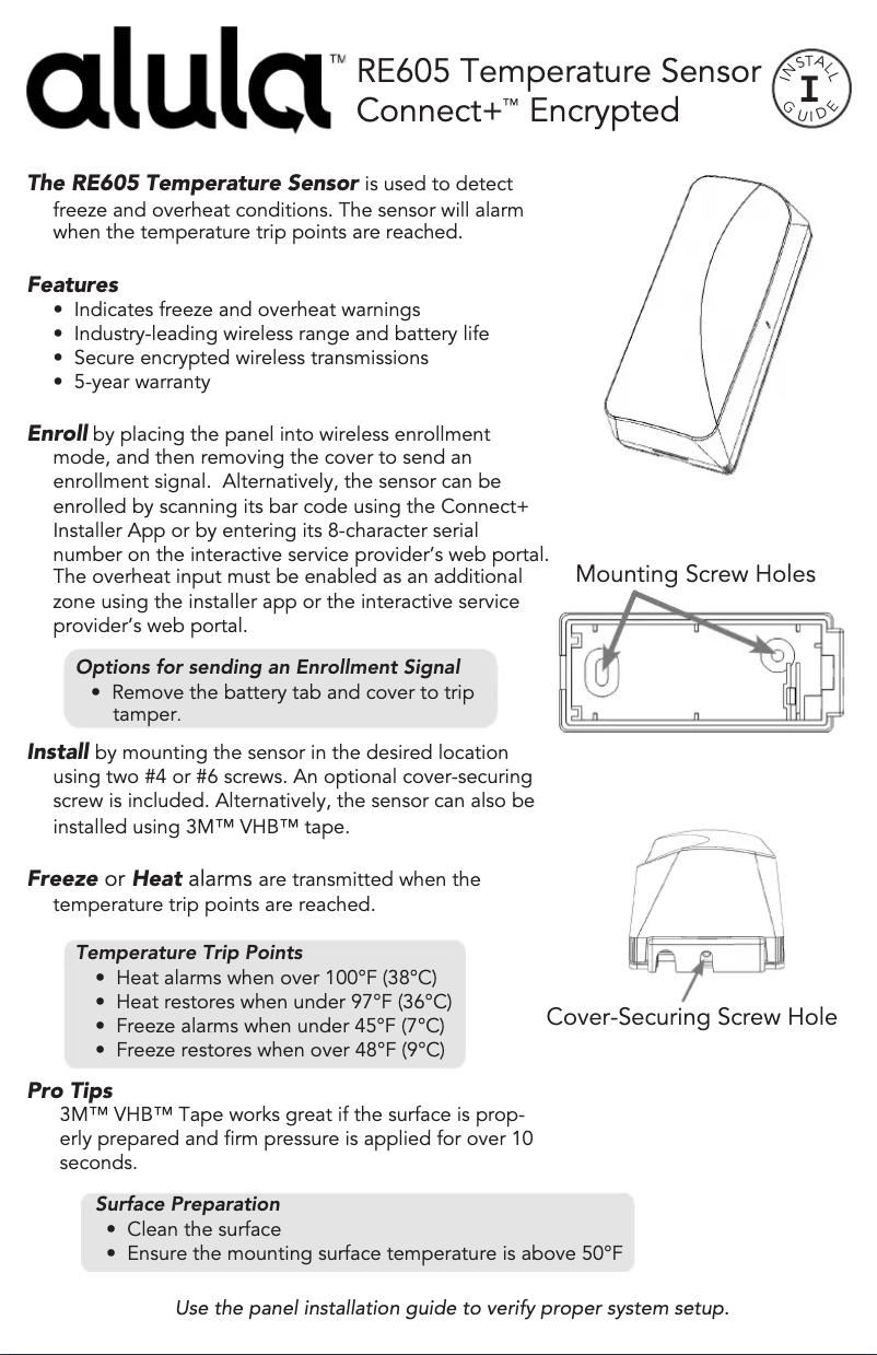 Page n°1 - Manuel utilisateur Alula RE605