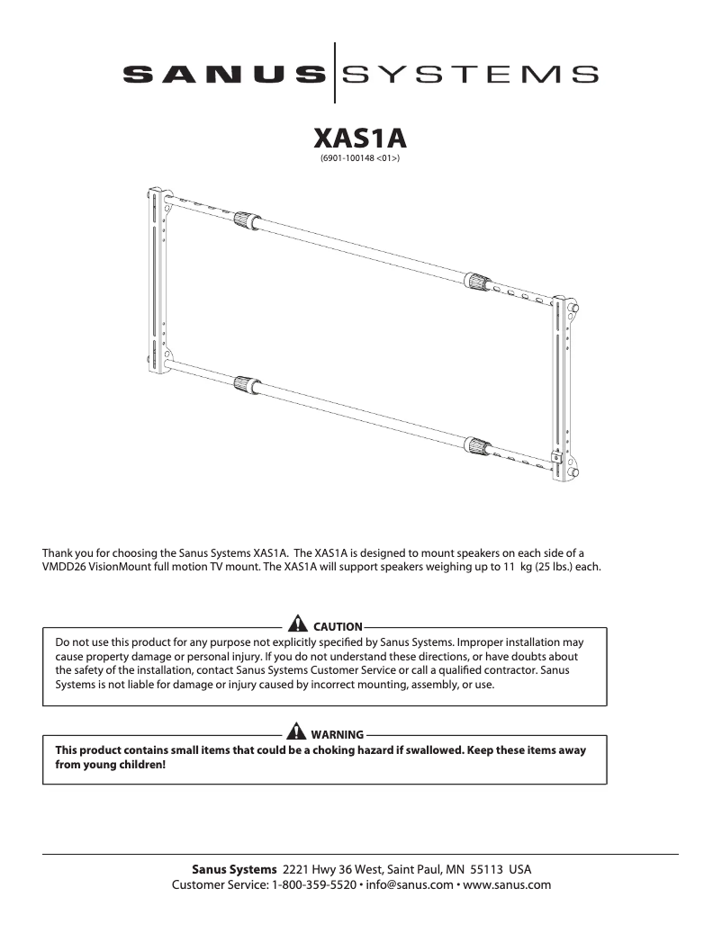 Page 1 de la notice Manuel utilisateur Sanus XAS1A