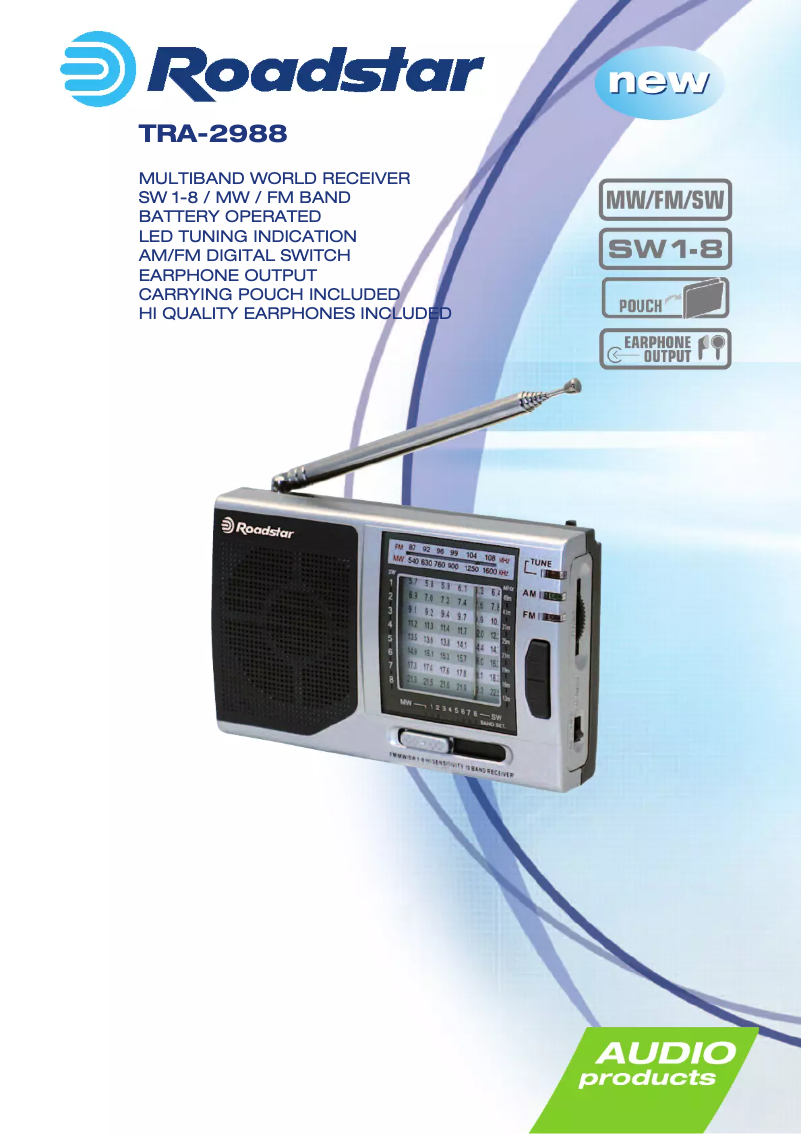Page 1 of the manual Technical Sheet Roadstar TRA-2988