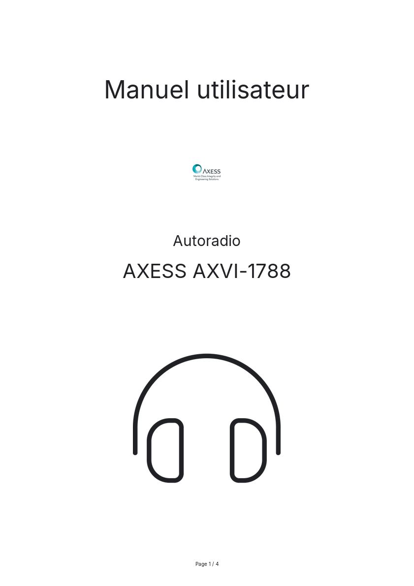 Page n°1 - Manuel utilisateur AXESS AXVI-1788