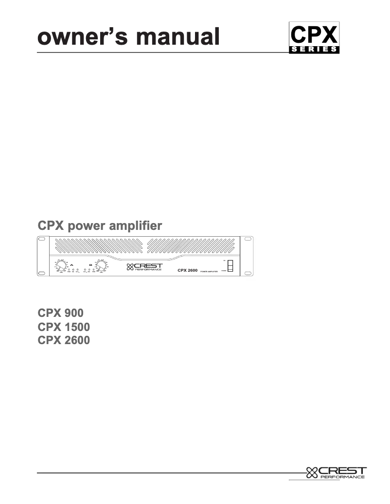 Page n°1 - Manuel utilisateur Crest CPX 1500