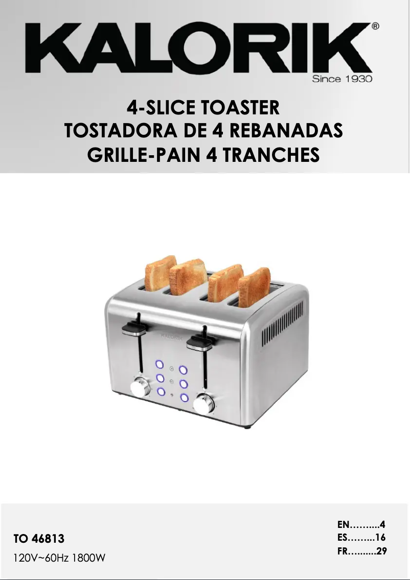 Página 1 del manual Manual de usuario Kalorik TO 46813
