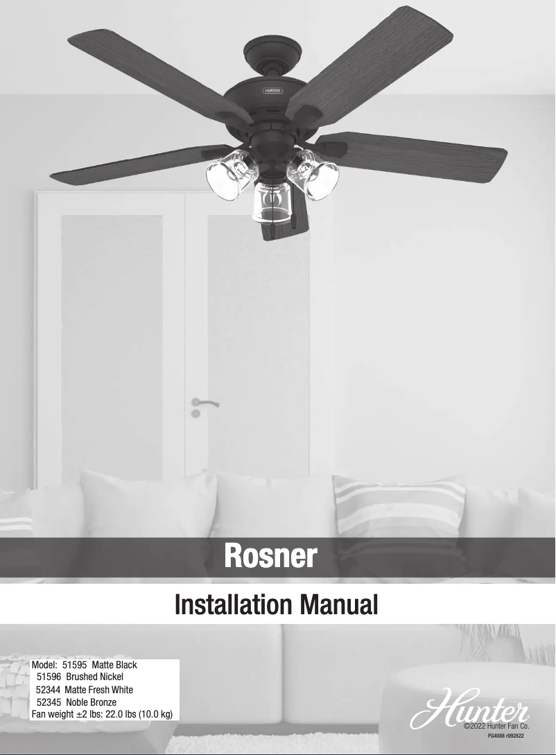 Page 1 de la notice Manuel utilisateur Hunter Rosner