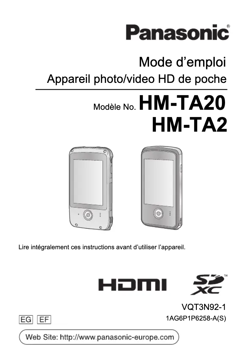 Página 1 del manual Manual de usuario Panasonic HM-TA2