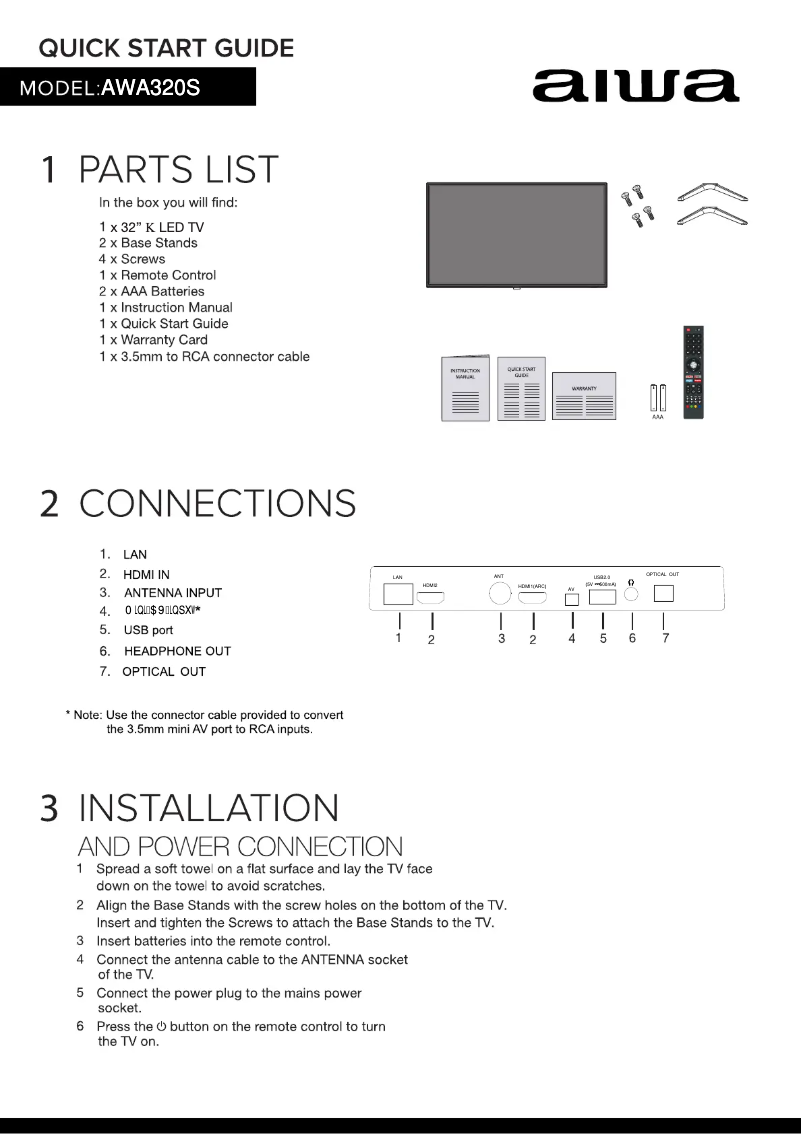 Image de la première page du manuel de l'appareil AWA320S