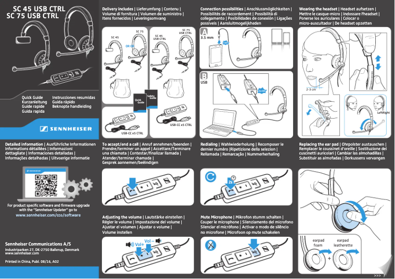 Page n°1 - Mode d'emploi Sennheiser SC 75 USB CTRL