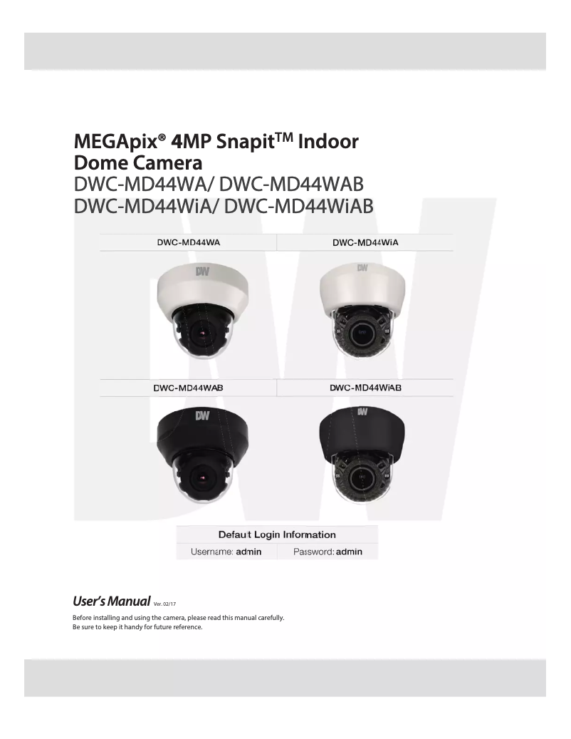 Page 1 de la notice Manuel utilisateur Digital Watchdog MegaPix 4MP Snapit DWC-MD44WiA