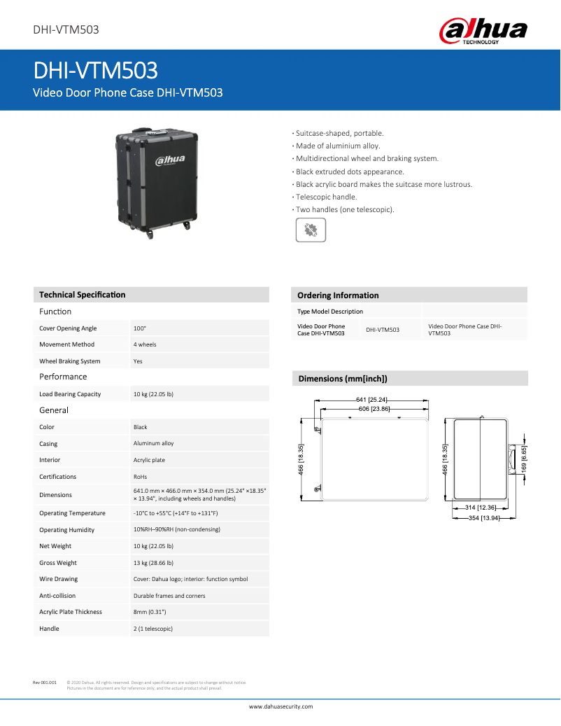 Page n°1 - Fiche technique Dahua Technology VTM503
