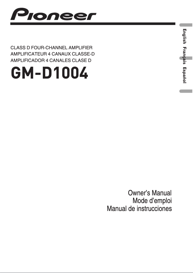Page n°1 - Manuel utilisateur Pioneer GM-D1004