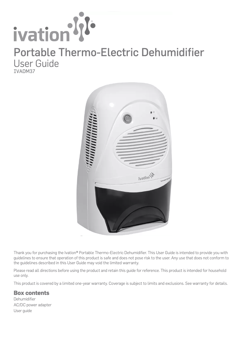 Image de la première page du manuel de l'appareil IVADM37