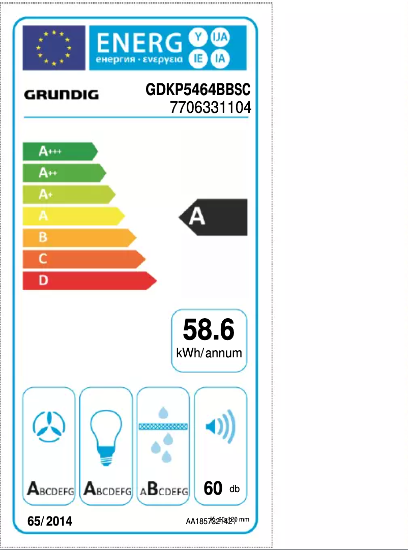 Page n°1 - Label énergétique Grundig GDKP5464BBSC