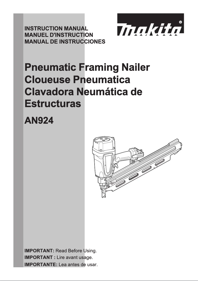 Image de la première page du manuel de l'appareil AN924