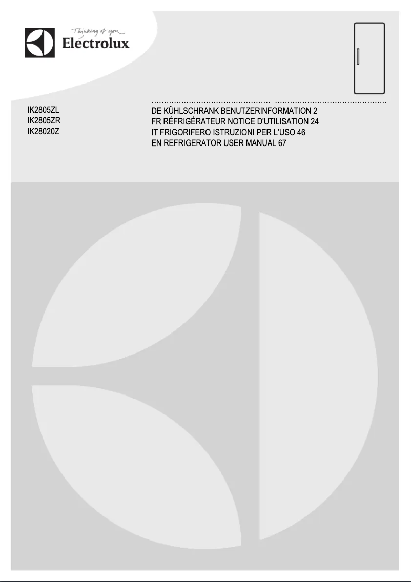 Page 1 de la notice Manuel utilisateur Electrolux IK28020Z