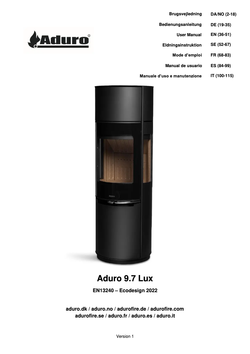 Page n°1 - Manuel utilisateur Aduro 9.7 Lux