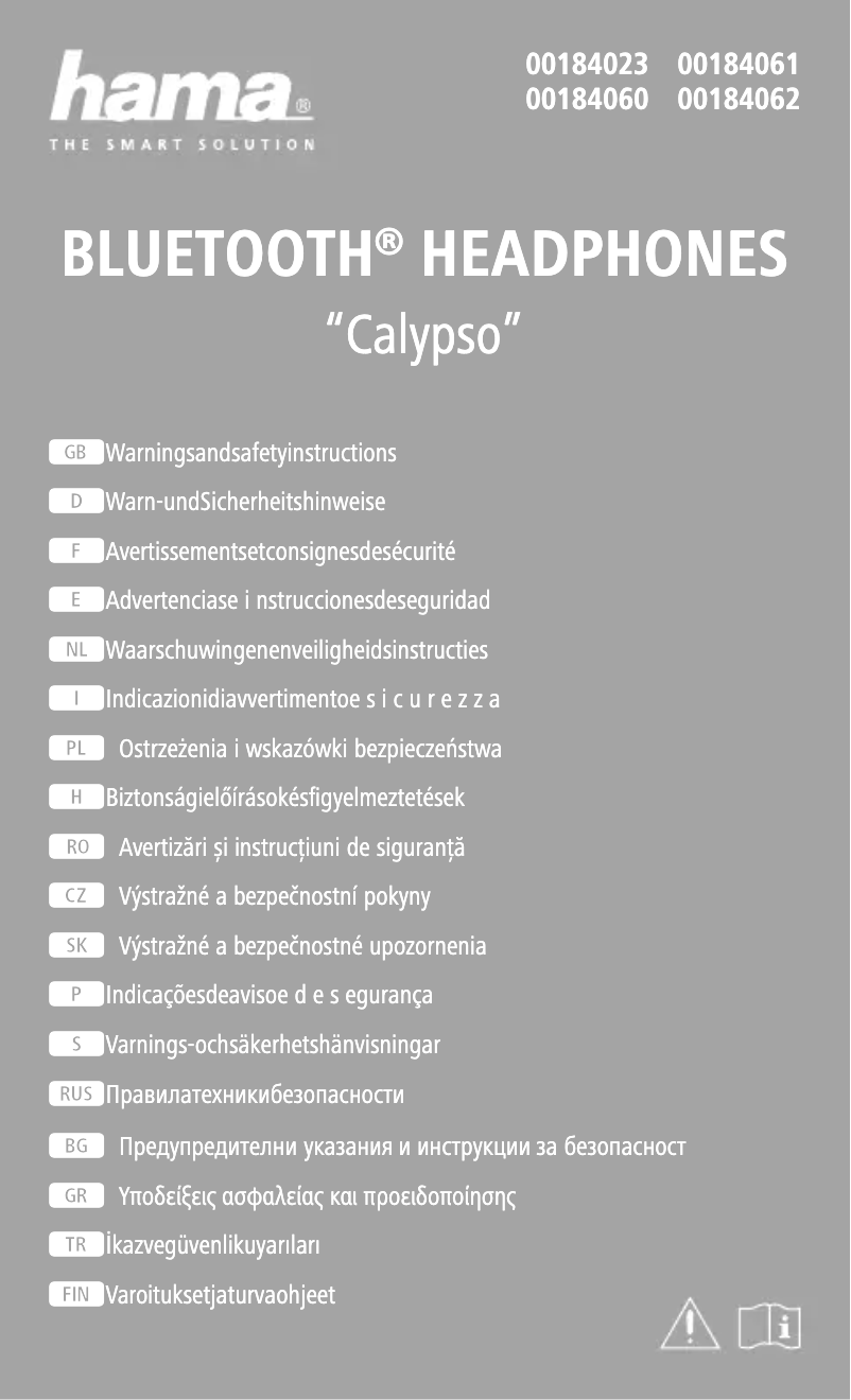 Page n°1 - Instructions de sécurité Hama Calypso 00184023