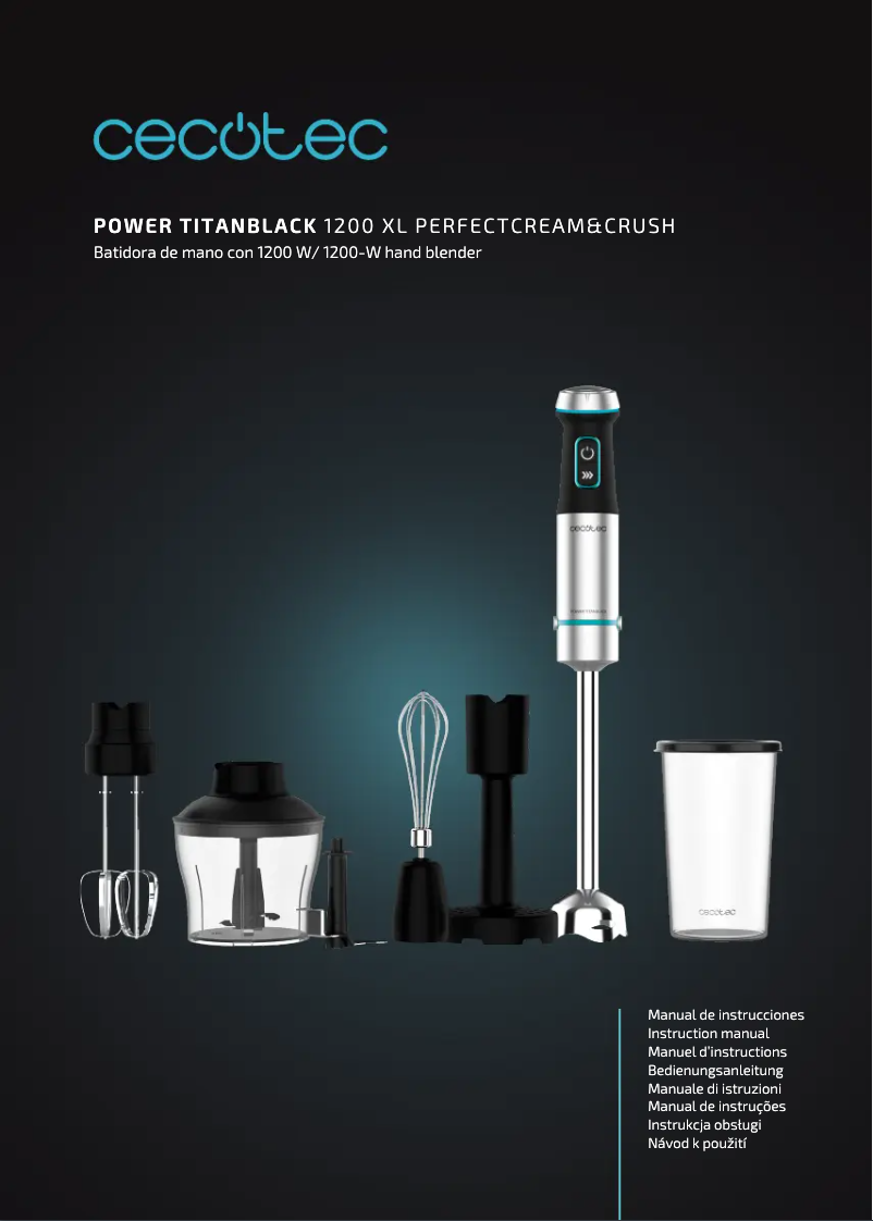 Page 1 de la notice Manuel utilisateur Cecotec Power Titan 1200 XL PerfectCream&Crush
