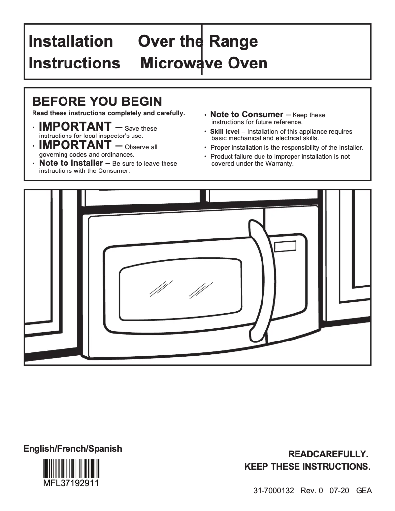 Image de la première page du manuel de l'appareil JNM3184DPBB